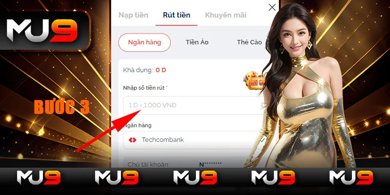 Nhập thông tin và số tiền rút